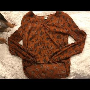 Sun flower long sleep wrap top